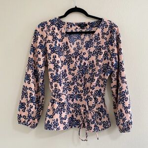J.crew Floral Faux Wrap Blouse Top Size Small